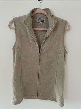 Vintage Beige Fleece Zip-Front Vest